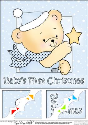 8 x 8 Robert's Star Baby's 1st Xmas Scalloped Corner Topper