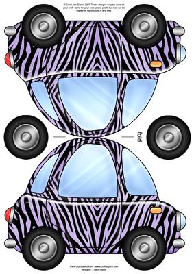 Funky Car Zebra Striped Shaped Card