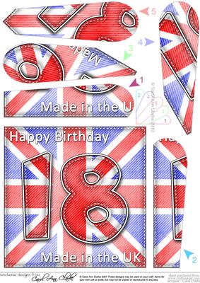 Flying the Flag Uk 18th Birthday Fan Pyramage Topper