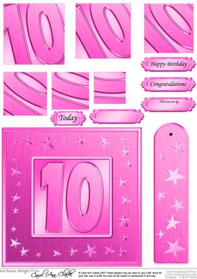10th Bright Metallic Age Quick Card with Twisted Pyramage
