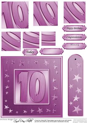 10th Bright Metallic Age Quick Card with Twisted Pyramage