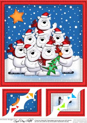 8 x 8 Xmas Polar Bears Scalloped Corner Topper