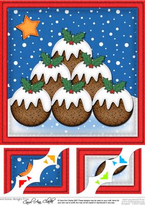 8 x 8 Xmas Puds Scalloped Corner Topper