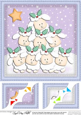 8 x 8 Xmas Lambs Scalloped Corner Topper