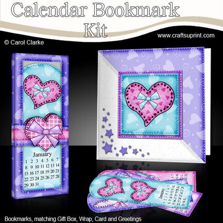 Funky Hearts Everlasting Calendar Bookmark Gift Set N Quick
