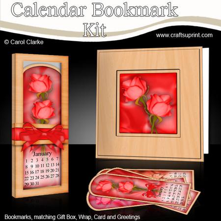 Roses Everlasting Calendar Bookmark Gift Set N Quick Card
