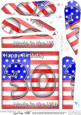Flying the Flag Usa 30th Birthday Fan Pyramage Topper