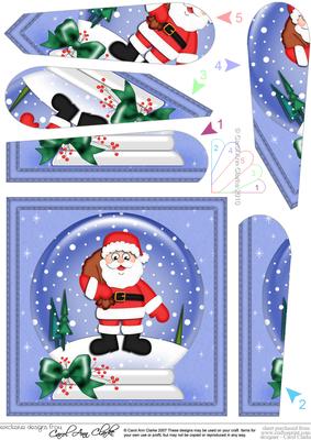 Xmas Santa Snowglobe Fan Pyramage Topper
