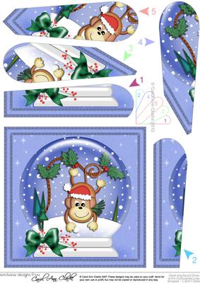 Xmas Chunky Monkey Snowglobe Fan Pyramage Topper