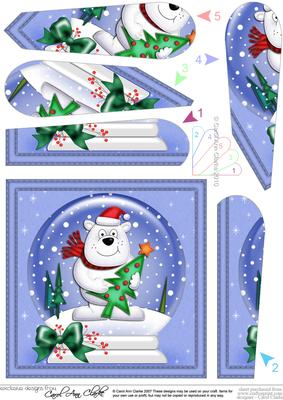 Xmas Ben Polar Bear Snowglobe Fan Pyramage Topper
