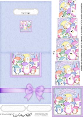 Xmas Pastel Penguins No-hole Over the Edge N Spiral Pyramid