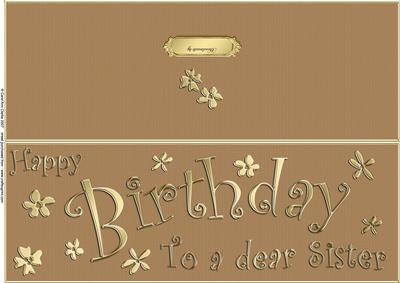 Large Dl Birthday Sister Quick Cut and Fold Card