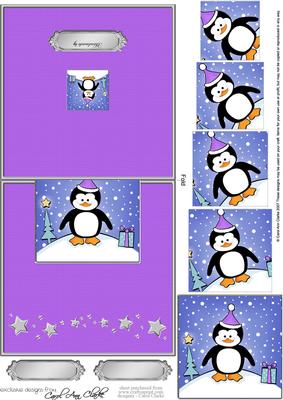 Cute Christmas Penguin No-Hole Over the Edge & Spiral Pyramid