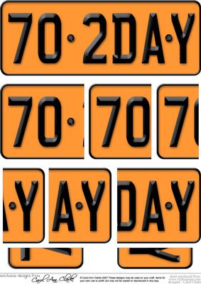 70th Birthday Fun Novelty Number Plate Side Stacker Topper