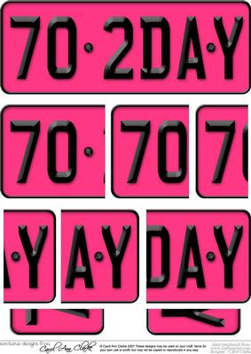 70th Birthday Fun Novelty Number Plate Side Stacker Topper
