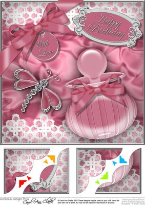8 x 8 Perfume Lace N Dragonfly Scalloped Corner Topper
