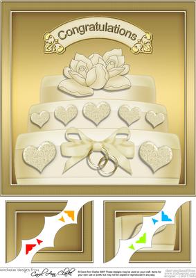 8 x 8 Wedding Cake Scalloped Corner Topper