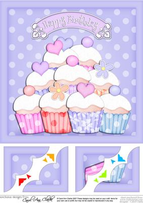 8 x 8 Cupcakes Scalloped Corner Topper