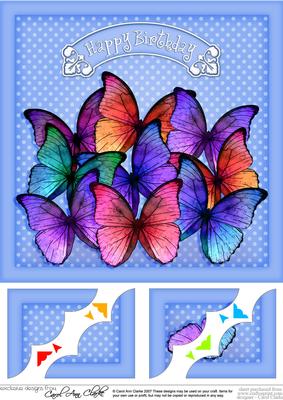 8 x 8 Bright Butterflies Scalloped Corner Topper