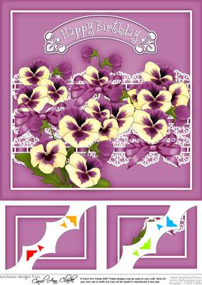 8 x 8 Pretty Pansies Scalloped Corner Topper