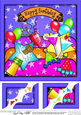 8 x 8 Let's Celebrate Scalloped Corner Topper