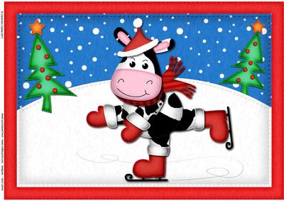 A4 Skating Rudolph Felties Card Topper