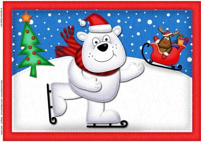 A4 Skating Ben Polar Bear Felties Card Topper