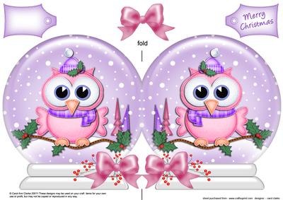 Xmas Little Hoot Snow Globe Shaped Card