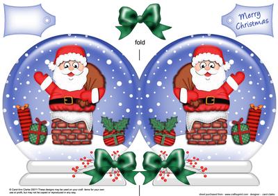 Xmas Santa Got Stuck Snow Globe Shaped Card