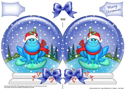 Xmas Freddy Frog Snow Globe Shaped Card