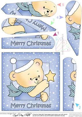 Cute Hunney Bear Robert has a Christmas Star - Fan Pyramage Topper