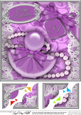 8 x 8 21st Birthday Perfume Lace N Pearls Scalloped Corner