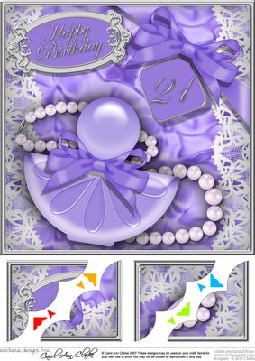 8 x 8 21st Birthday Perfume Lace N Pearls Scalloped Corner