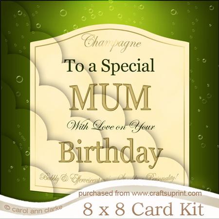 8x8 Mum Birthday Champers Label Kit with Scalloped Corner