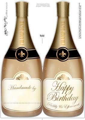 Large Dl Birthday Champagne Bottle Shaped Card
