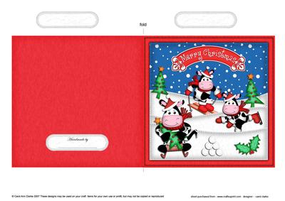 Xmas Milly Moo Cow Quick Cut and Fold Card