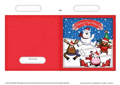 Xmas Festive Friends Quick Cut and Fold Card