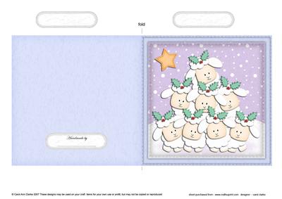 Xmas Lambs Quick Cut and Fold Card
