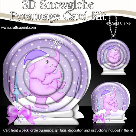 3D Xmas Elephant Snowglobe Circle Pyramage Card Kit