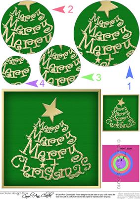 Merry Christmas Tree Circle Pyramage Topper