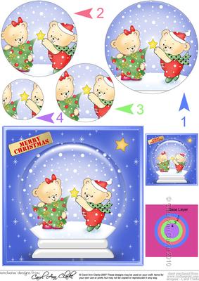Xmas Robert N Rosie's Tree Snowglobe Circle Pyramage Topper