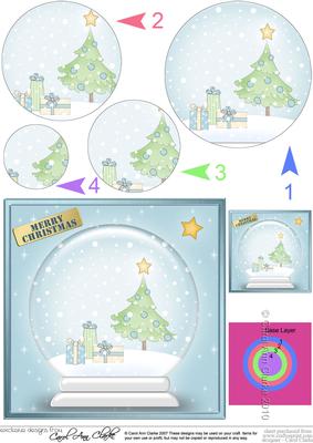 Xmas Tree Snowglobe Circle Pyramage Topper