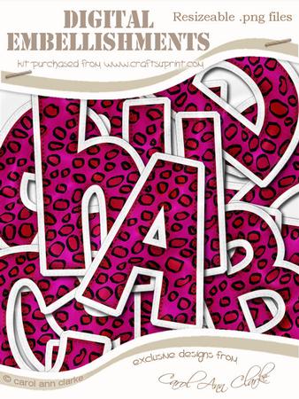 Leopardskin Felties Uppercase Alpha Digital Embellishment