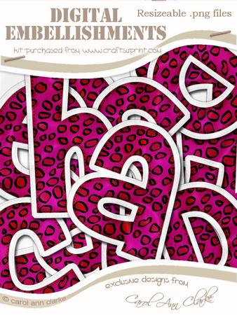 Leopardskin Felties Lowercase Alpha Digital Embellishment