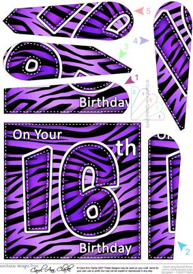 Fun Zebra Striped 16th Birthday Fan Pyramage Topper