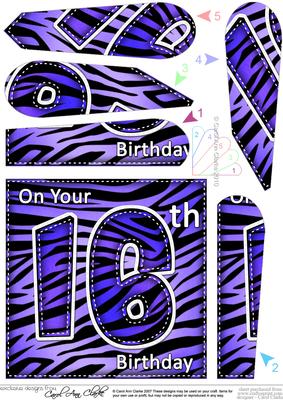 Fun Zebra Striped 16th Birthday Fan Pyramage Topper