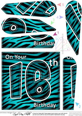 Fun Zebra Striped 16th Birthday Fan Pyramage Topper
