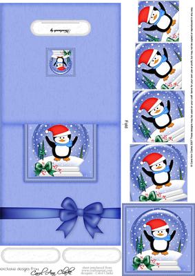 Xmas Penguin Snowglobe No-hole Over the Edge