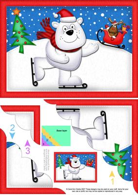 A5 Xmas Skating Ben Polar Bear Scallop Corner Side Stacker