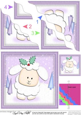 Xmas Little Lamb Wavy Corner Side Stacker Topper